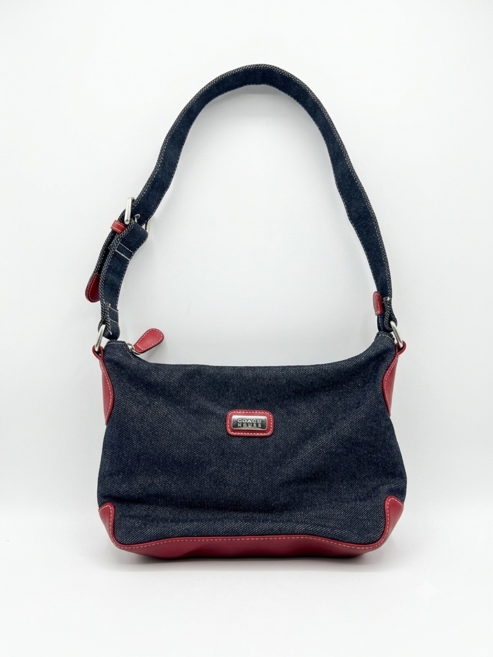 Crazy Horse- Liz Claiborne- Y2K Denim Shoulder Bag with Red Trim